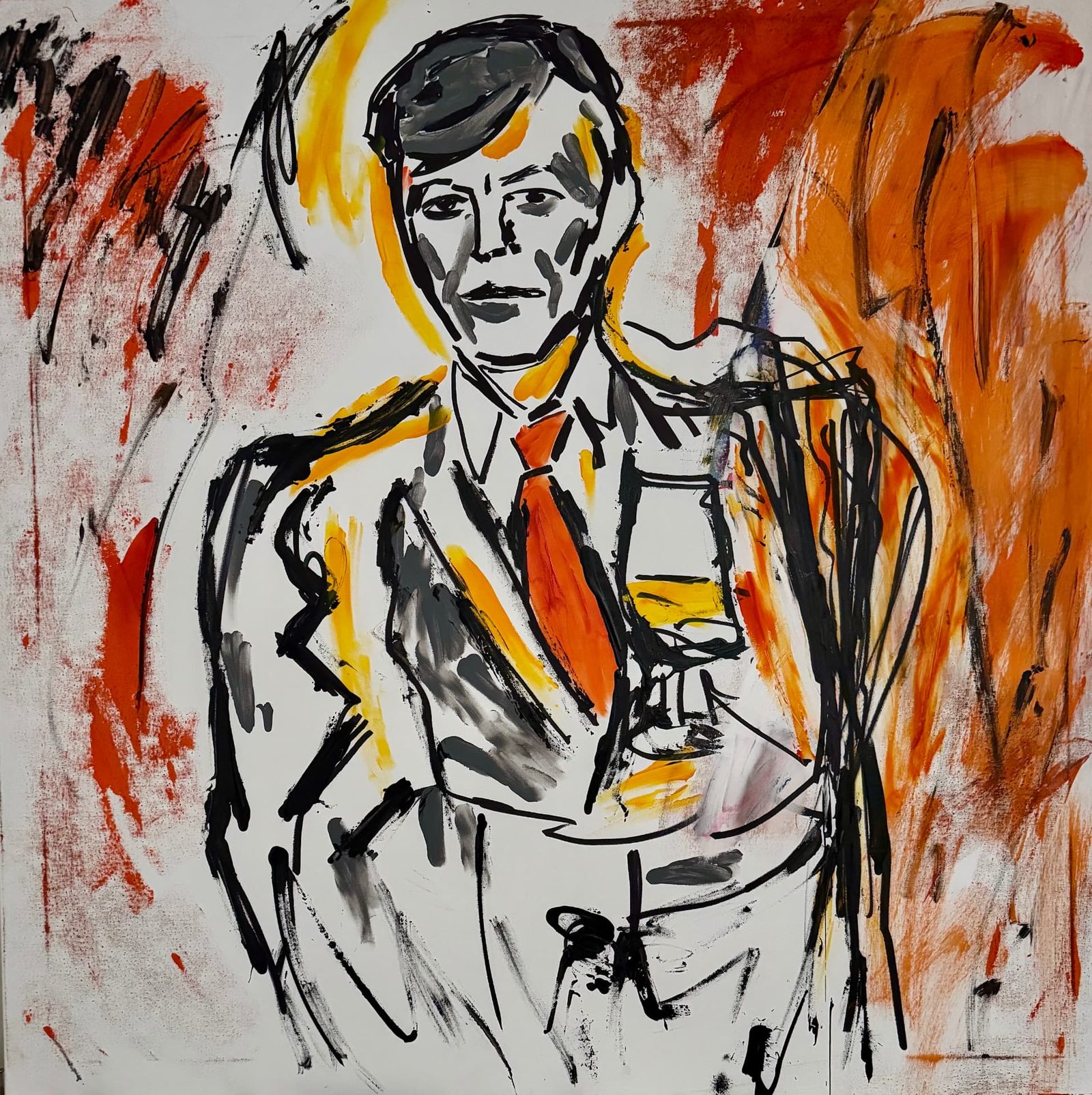 DAVID BOWIE (2026) – Gemälde von Thomas Anderer, Mixed Media auf Leinwand, 120 × 120 cm