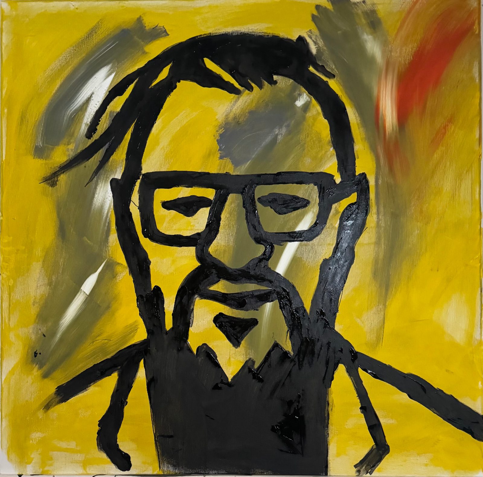 EGO (2026) – Gemälde von Thomas Anderer, Mixed Media auf Leinwand, 120 × 120 cm